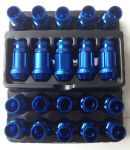 Кованые алюминиевые гайки - FN nuts (с секреткой) TPI-FN03 XPAL40-2545-45N/BL-20 W/Knurl W/Lock Kit M12 x 1.5-цвет синий